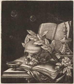 Vanitas-Stillleben mit Schädel