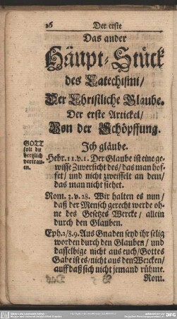Das ander Häupt-Stück des Catechismi, Der Christliche Glaube