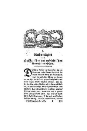 Nothwendigkeit des physikalischen und medicinischen Unterrichts auf Schulen
