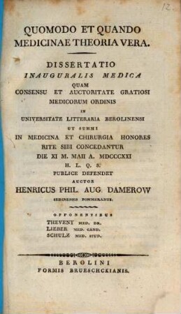 Quomodo et quando medicinae theoria vera
