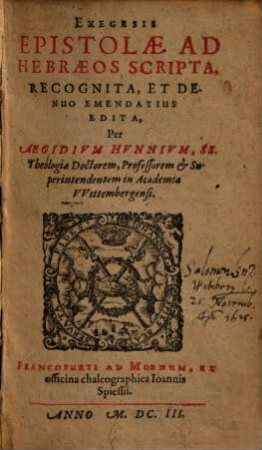 Exegesis Epistolae Ad Hebraeos