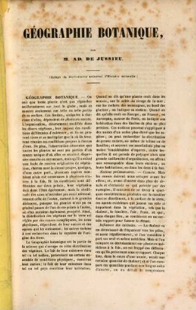 Geographie botanique : /Extrait du Dictionnaire universel d'Historie naturelle/