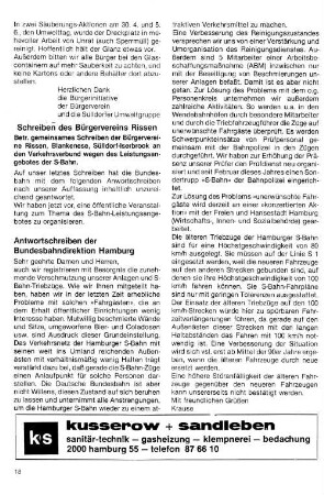 Schreiben des Bürgervereins Rissen