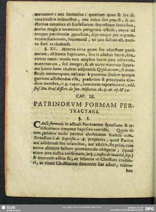 Cap. III. Patrinorum Formam Pertractans
