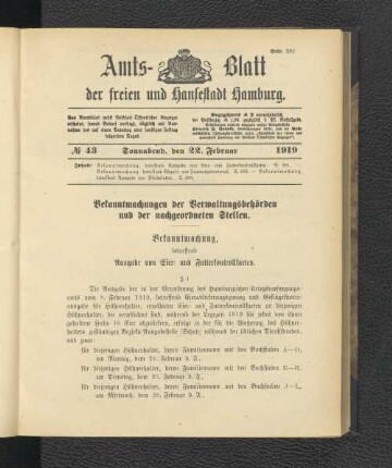 No.43, Freitag, den 22. Februar 1919