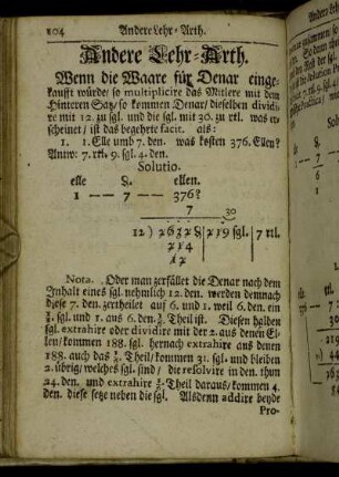 Andere Lehr-Arth. Wenn die Waare für Denar eingekaufft würde/[...]