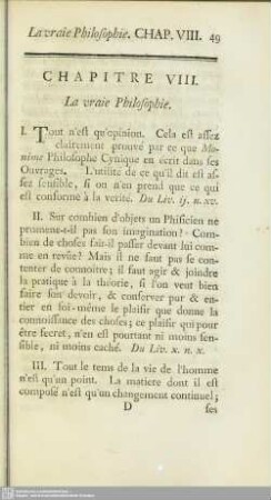 Chapitre VIII. La vraie Philosophie