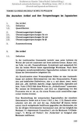 Die deutschen Artikel und ihre Entsprechungen im Japanischen