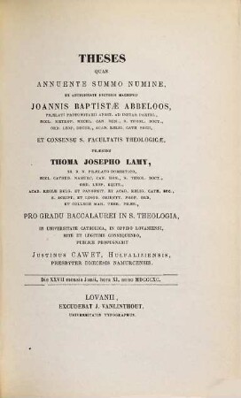 Theses. 1889/90, Fac. Theol.