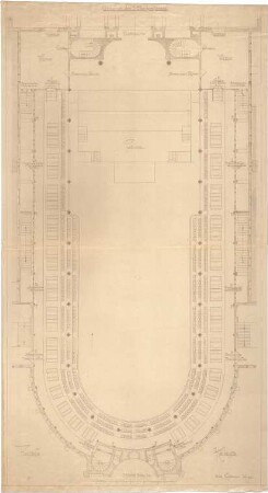 Billing, Hermann; Karlsruhe; Künstlerfest 1901 in der Festhalle, Ausstattung; Umbau Festhalle - Grundriss 1. OG