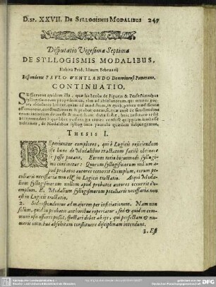 Disputatio Vigesima Septima De Syllogismis Modalibus