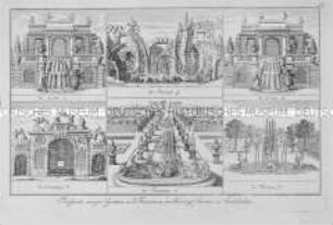 Salzdahlum, sechs Ansichten von Grotten und Fontänen des Herzoglichen Gartens (Nr. 58 einer Folge)