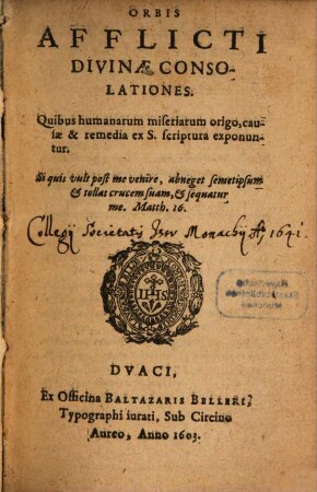 Orbis afflicti divinae Consolationes