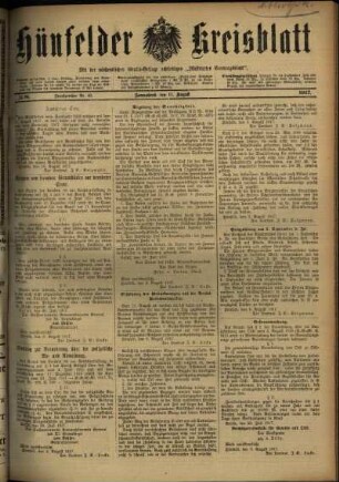 Ausgabe vom Samstag, den 11. August 1917.