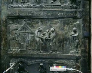 Bernwardstür — Rechter Türflügel mit Szenen aus dem Neuen Testament — Darbringung des Christuskindes im Tempel