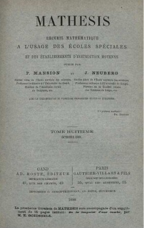 TOME HUITIÉME. OCTOBRE 1888.