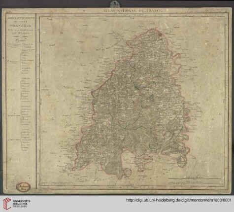 Département du Mont Tonnerre, divisé en 4 arrondissemens et en 38 cantons