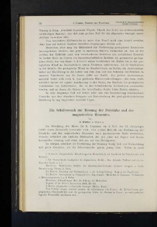 Ein Schulversuch zur Messung der Polstärke und des magnetischen Momentes.