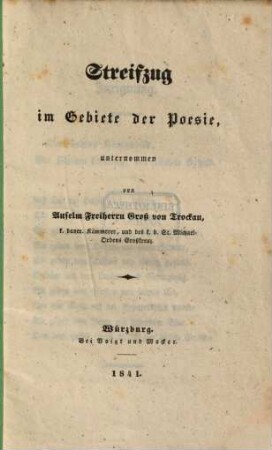Streifzug im Gebiete der Poesie