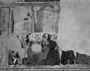 Szenen aus dem Leben des heiligen Bernardin, Schutzmantelmadonna und weitere Szenen — Predigt des heiligen Bernardin