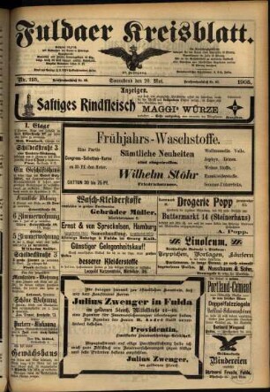 Zweite Ausgabe vom Samstag, den 20. Mai 1905.