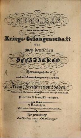 Memoiren aus russischer Kriegsgefangenschaft von zwey deutschen Offizieren, [1]