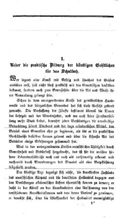 Ueber die praktische Bildung der künftigen Geistlichen für das Schulfach