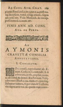 Ad Aymonis Cravettae Consilia Annotationes.