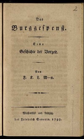 Das Burggespenst : Eine Geschichte der Vorzeit