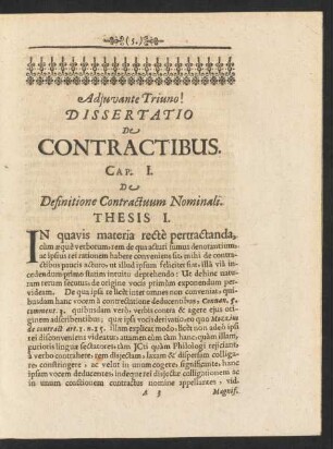 Cap. I. De Definitione Contractuum Nominali.