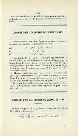 Concours pour les bourses de licence en 1892.