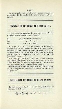 Concours pour les bourses de licence en 1892.