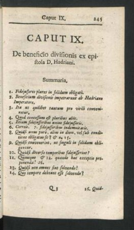 Caput IX. De beneficio divisionis ex epistola D. Hadriani