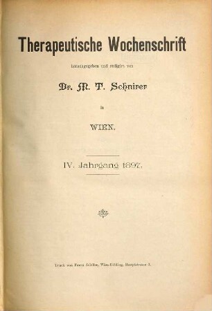 Therapeutische Wochenschrift. 4. 1897