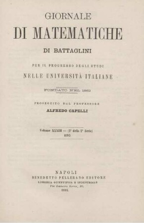 33: Giornale di matematiche di Battaglini