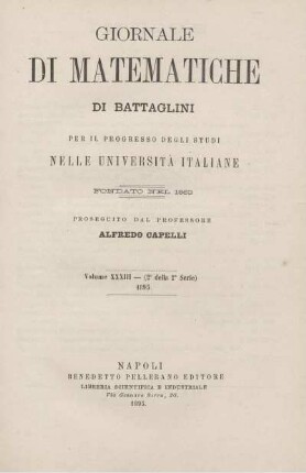 33: Giornale di matematiche di Battaglini