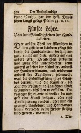 352-362, Fünfte Lehre. Von den Schuldigkeiten der Handarbeiter