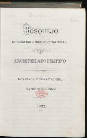 Bosquejo geografico è historico-natural del Archipiélago Filipino