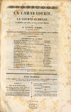La camaraderie, ou La courte-échelle : comédie en cinq actes en prose