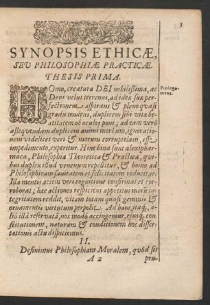Synopsis Ethicae, Seu Philosophiae Practicae.