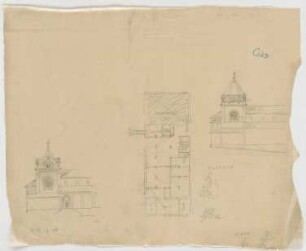 Thiersch, August ; Zürich (Schweiz); Kath. - Apostolische Kirche, Projekt - Grundriss, Ansichten