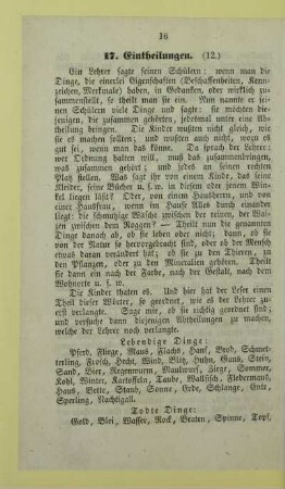 17. Eintheilungen