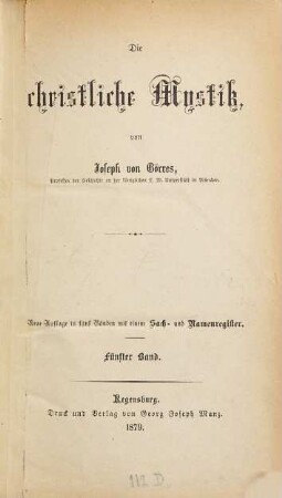 Die christliche Mystik, 5