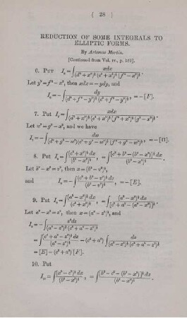 Reduction of some integrals to elliptic forms.