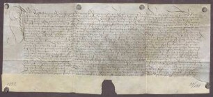 Gültverschreibung von Agnes Birer, Witwe von Peter Birer und wohnhaft zu Pforzheim, über zehn Pfund Pfennig Hauptgut, für das sie jährlich zehn Schilling Pfennig an das Stift St. Michael zu Pforzheim zahlt.