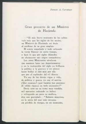 Gran proyecto de un Ministro de Hacienda