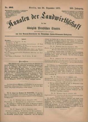 No. 102. Berlin, den 20. Dezember 1873. XIII. Jahrgang.