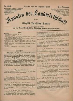 No. 102. Berlin, den 20. Dezember 1873. XIII. Jahrgang.