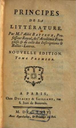 Principes de la littérature, 1