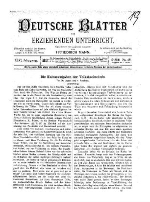 Die Kulturaufgaben der Volkshochschule : (Fortsetzung)